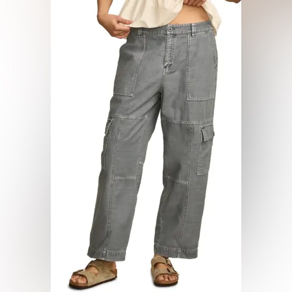 Lucky Brand Women's Gray Slub Cargo Pants XL